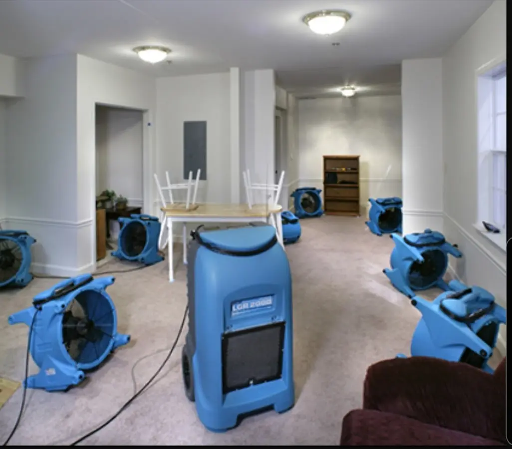 Air movers and dehumidifier setup for Water Damage Restoration in Horsham
